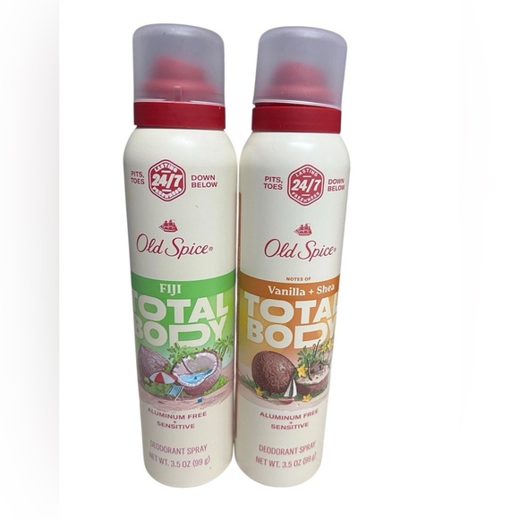 2x Aluminum-Free Old Spice Total Body Deodorant Spray( 1-Fiji & 1 Vanilla - Picture 1 of 2